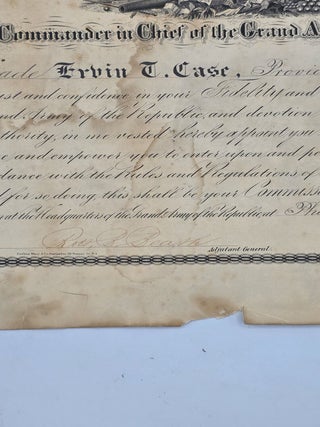 GRAND ARMY OF THE REPUBLIC AIDE-DE-CAMP COMMISSION SIGNED BY NATIONAL LEADERSHIP 1876