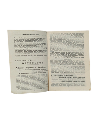 A Catalog of Books: Astrological & Occult circa. 1960