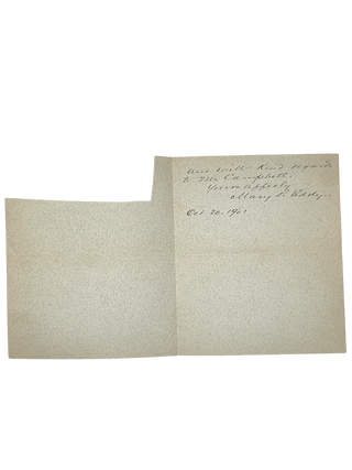 Autograph Letter Signed by Mary Pierson Eddy, the first woman licensed to practice medicine in the Ottoman Empire. Oct. 20, 1901