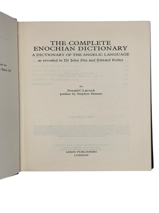 The Complete Enochian Dictionary: A Dictionary of the Angelic Language as Revealed to Dr John Dee and Edward Kelley 1978, First Edition