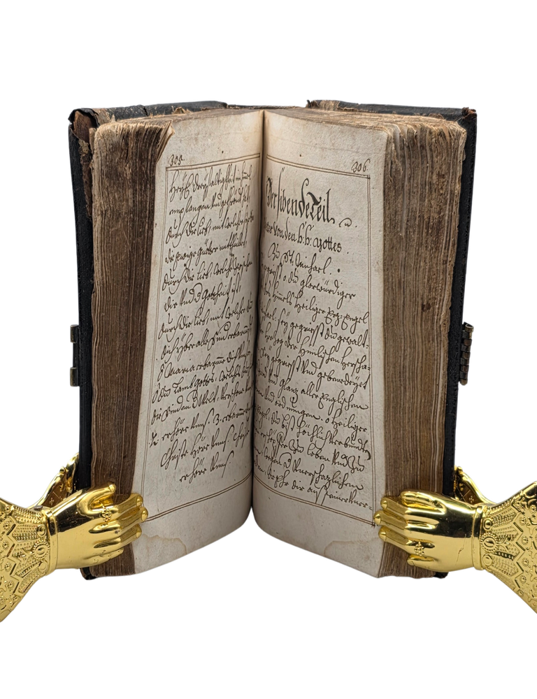 Item #220 17th Century German Catholic Devotional Manuscript with St. Gertrude, Mary Magdalene, Passion, Wound and Marian Devotions. Unknown.