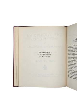 The Dionysian Artificers. With an Introductory Essay on the Myth of Dionysius by Manly P. Hall. 1936